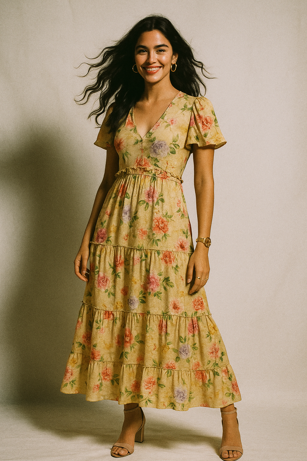 Chintz Pink Florish Flower Digital Printed Fabric - Crepe