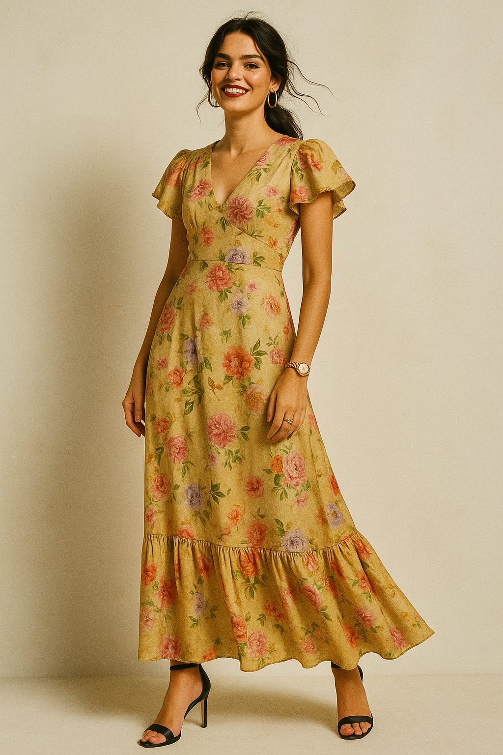 Chintz Pink Florish Flower Digital Printed Fabric - Crepe