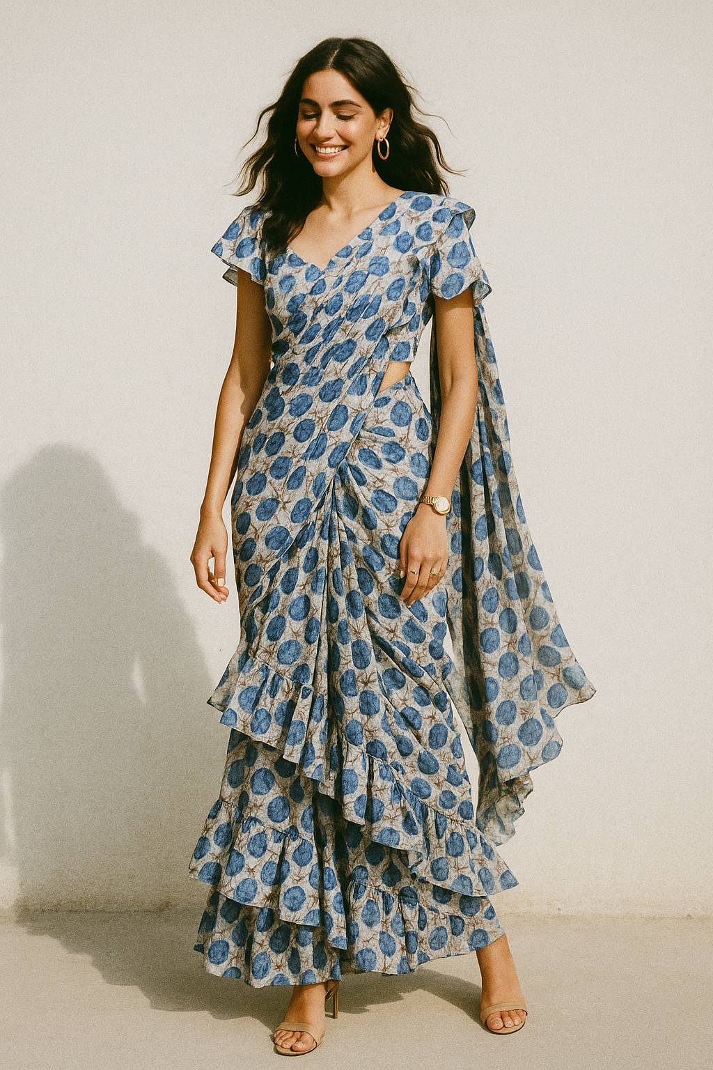 Stylized Round Leaf Digital Printed Fabric - Crepe