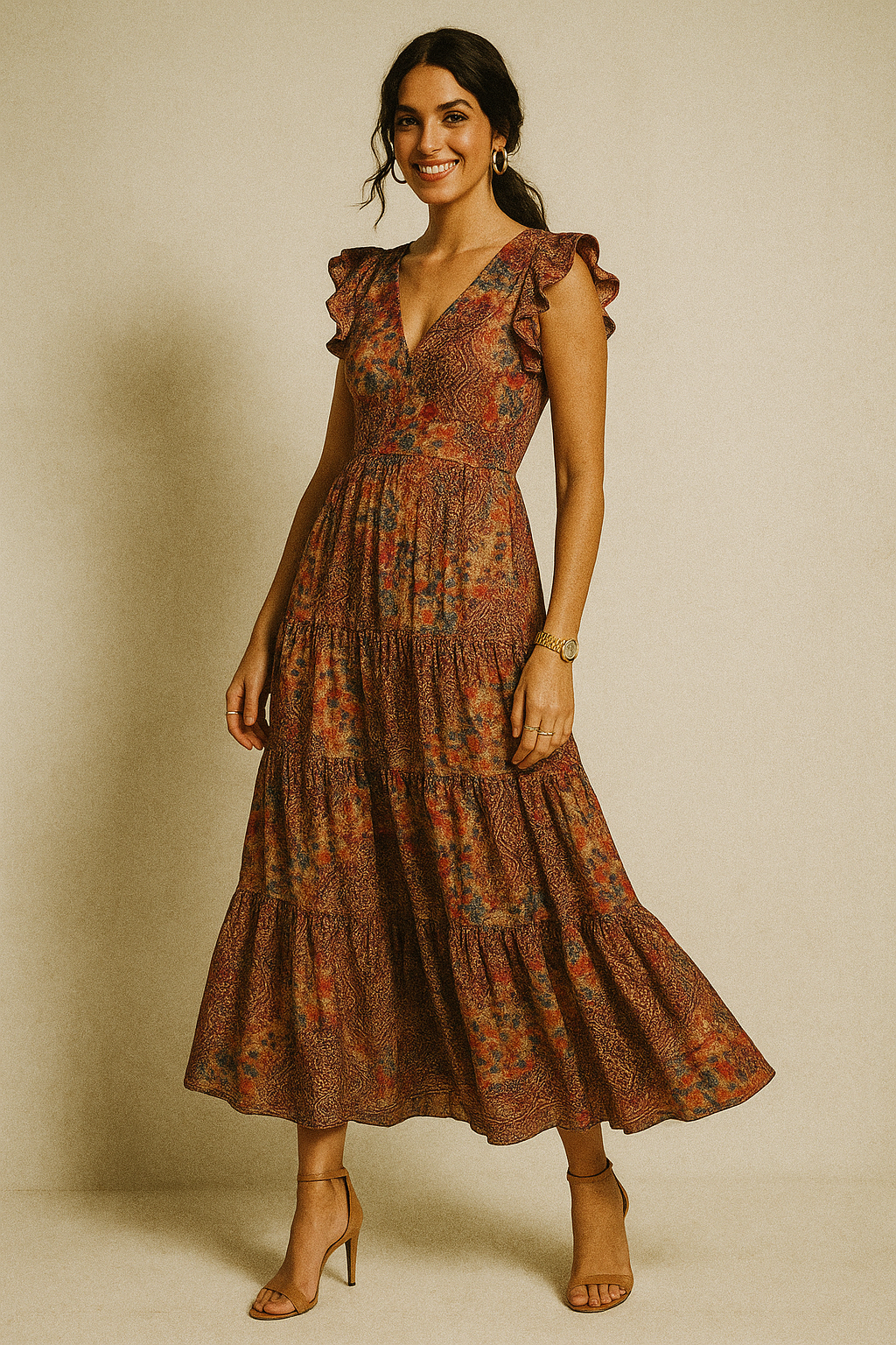 Damask Pattern Digital Printed Fabric