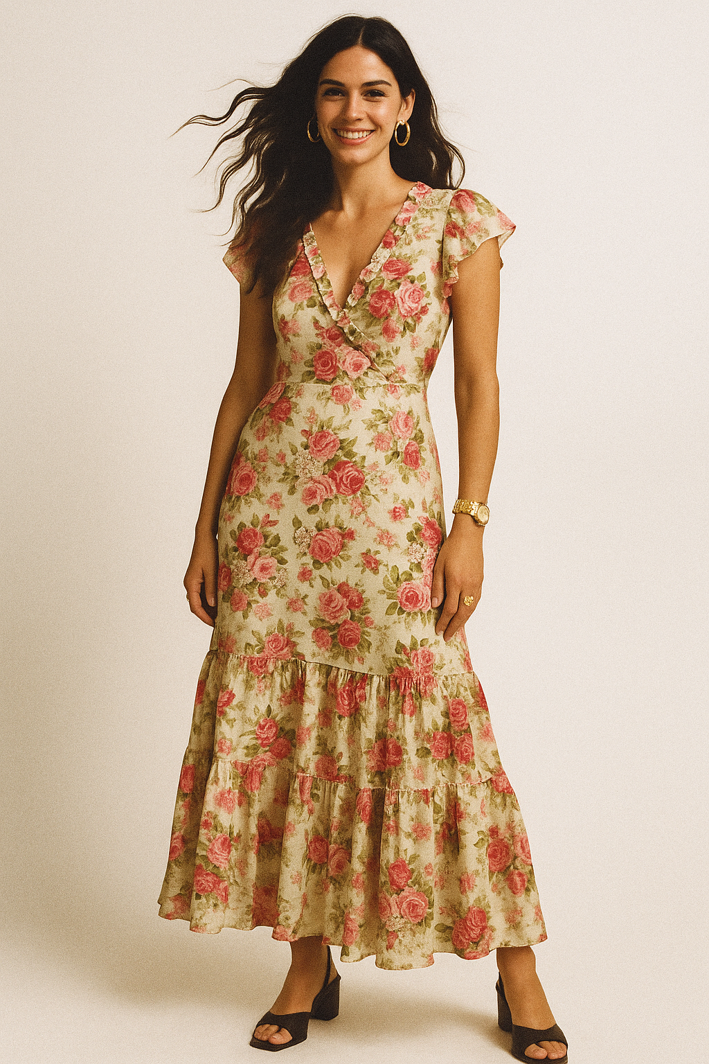 Beautiful Bunch of Roses Digital Printed Fabric