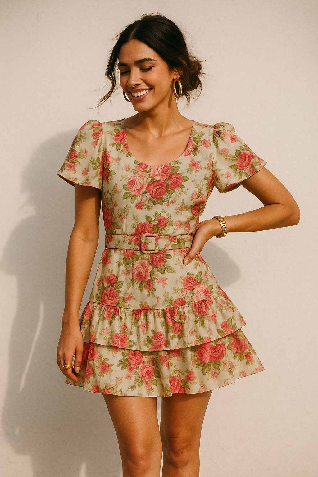 Beautiful Bunch of Roses Digital Printed Fabric