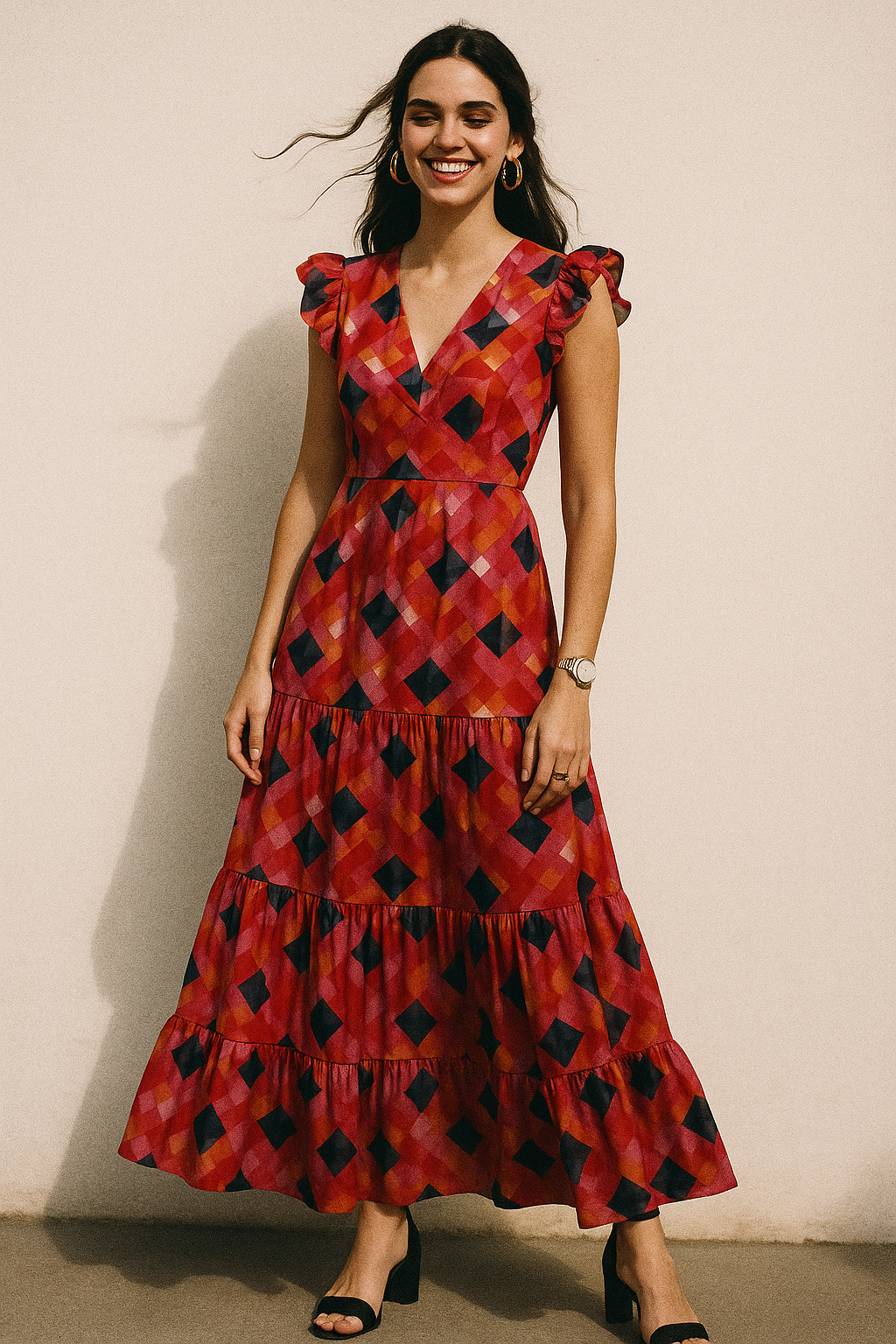 Abstract Squares Digital Printed Fabric