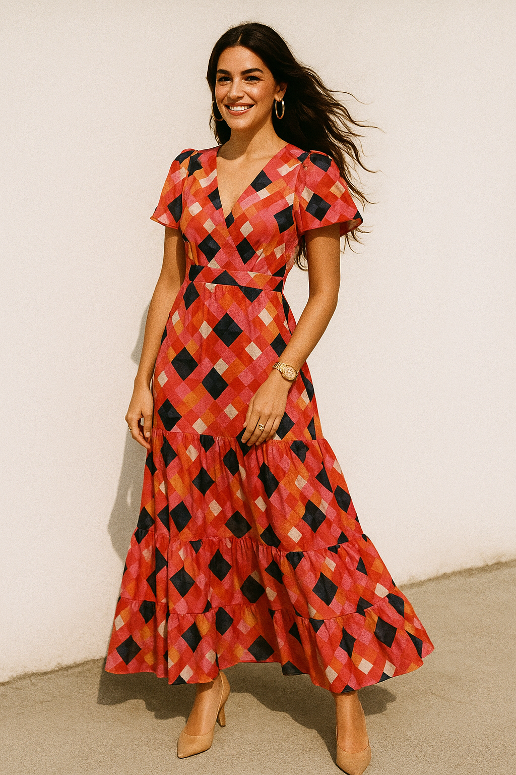 Abstract Squares Digital Printed Fabric