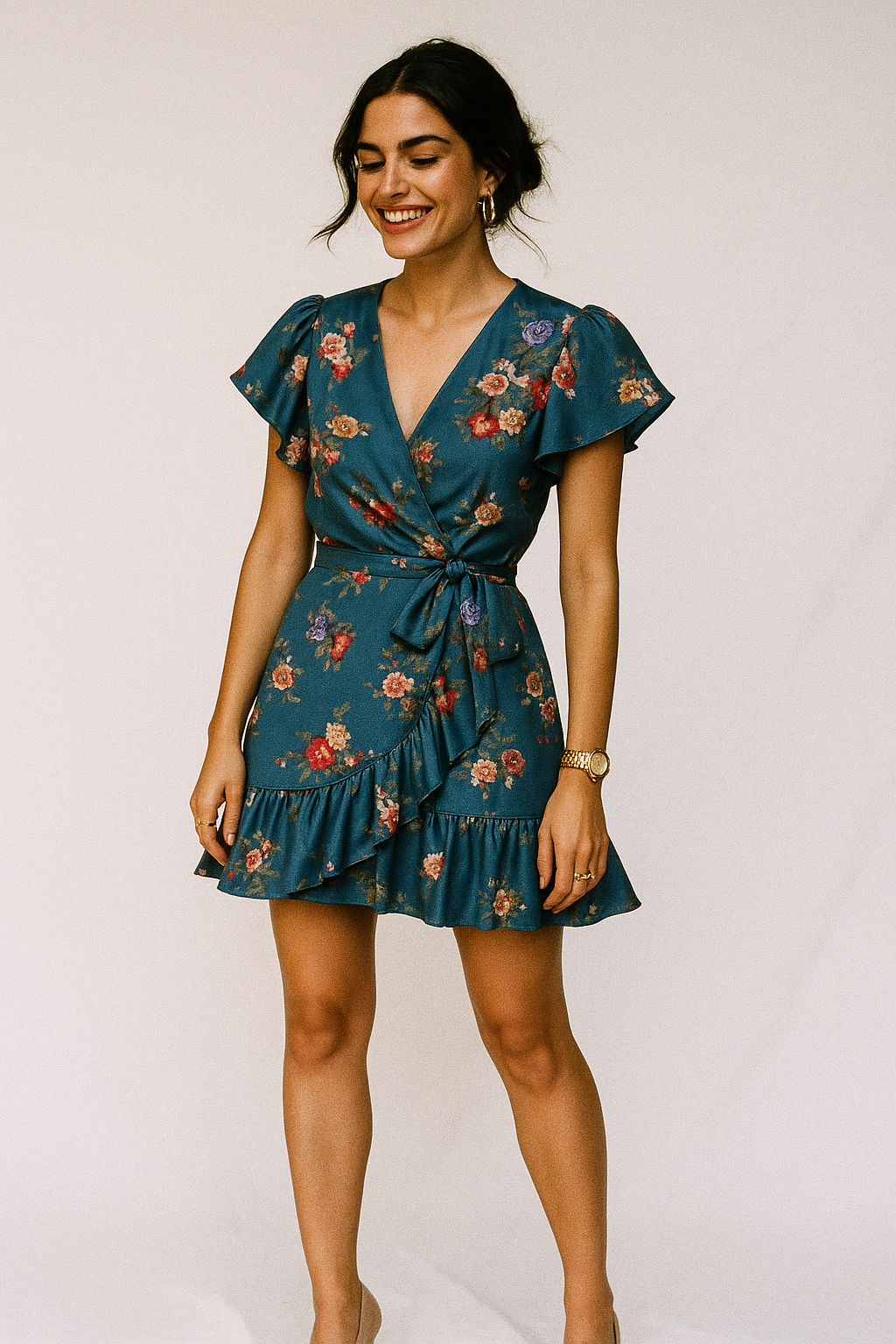 Colourful Flower Bunch Digital Printed Fabric - Crepe