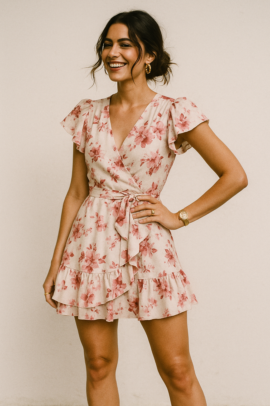 Maroon Flower Bunch Digital Printed Fabric - Crepe