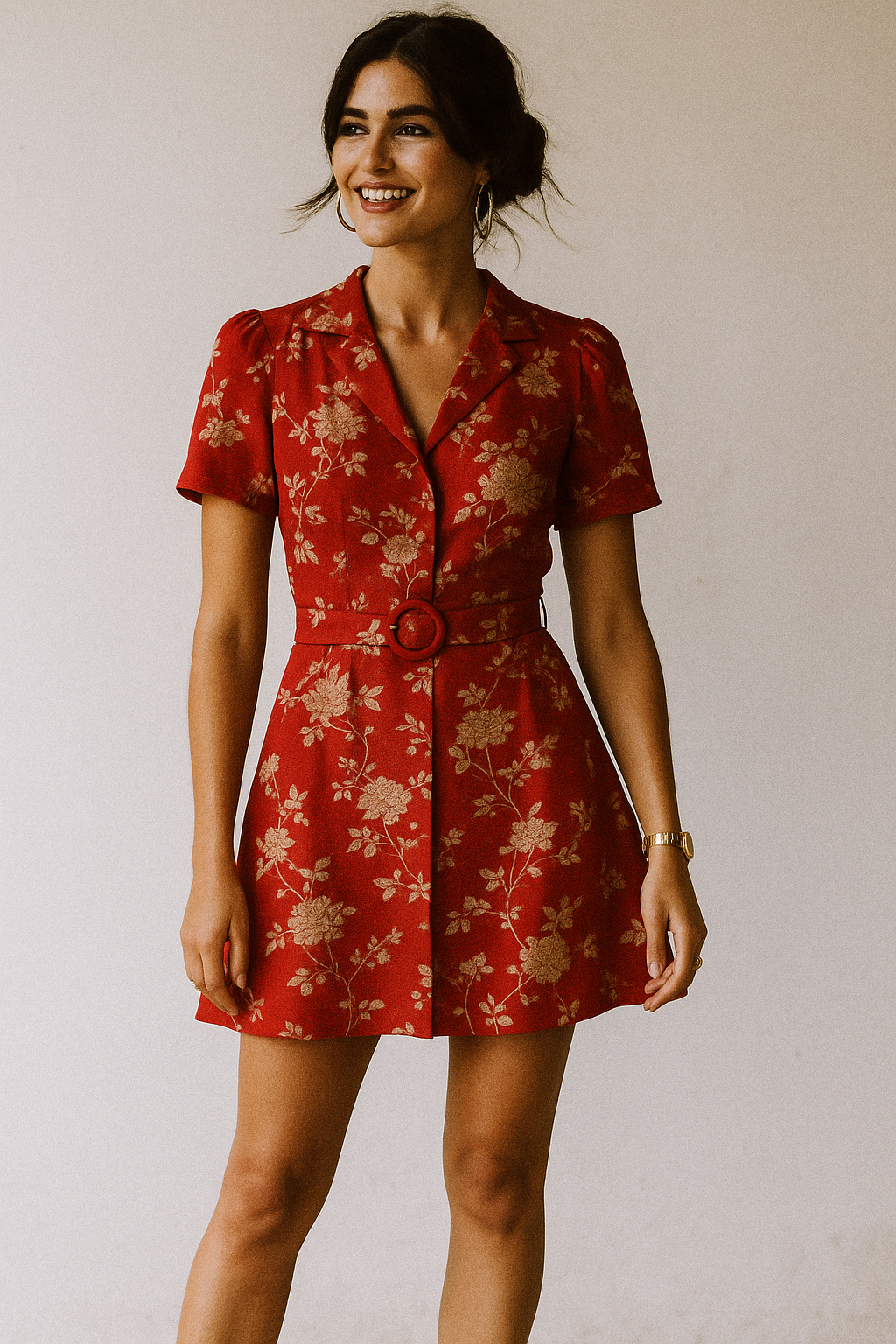 Flower Bunch On Dreamy Orange Digital Printed Fabric  - Crepe