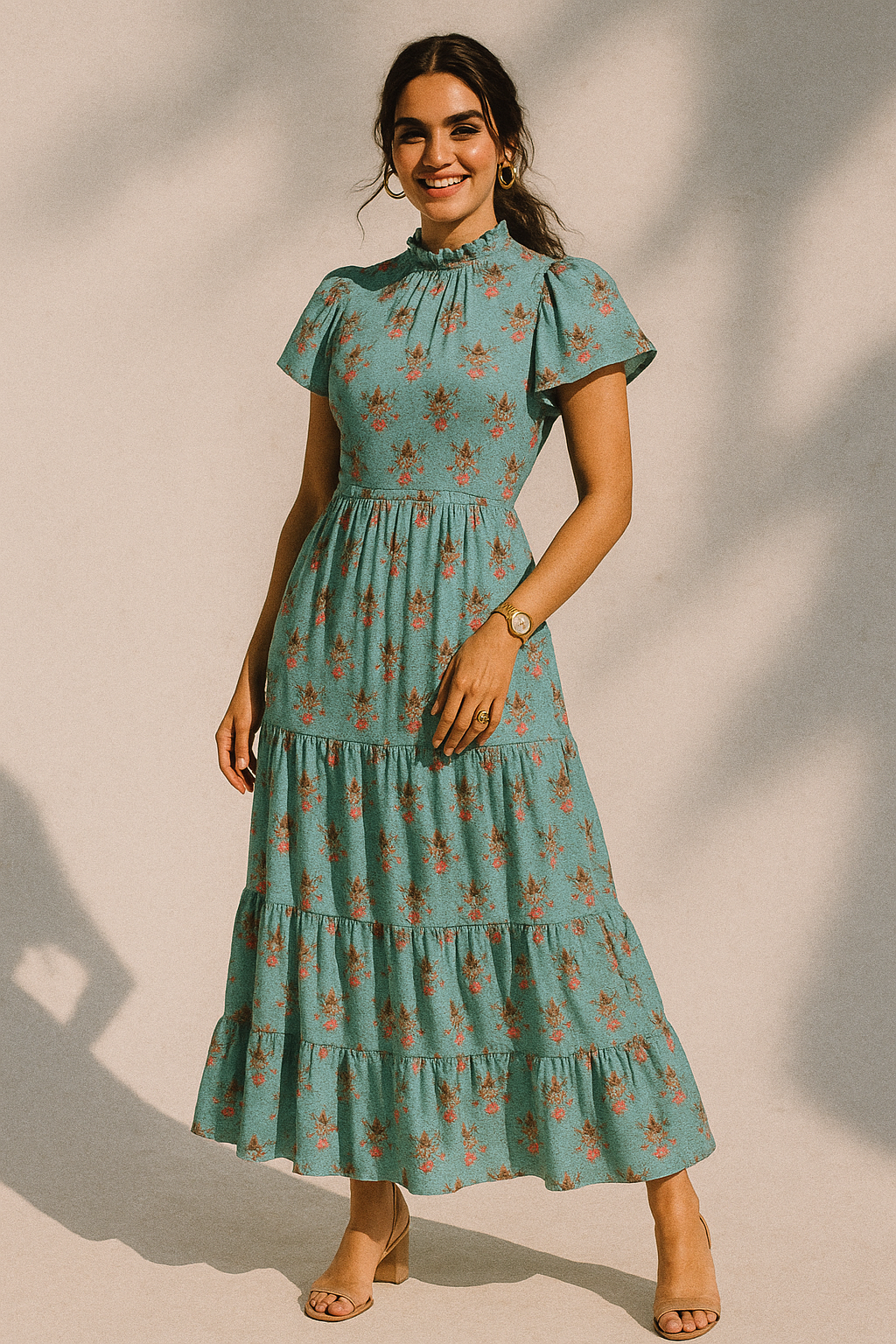 Vintage Flower Repeat Digital Printed Fabric - Crepe