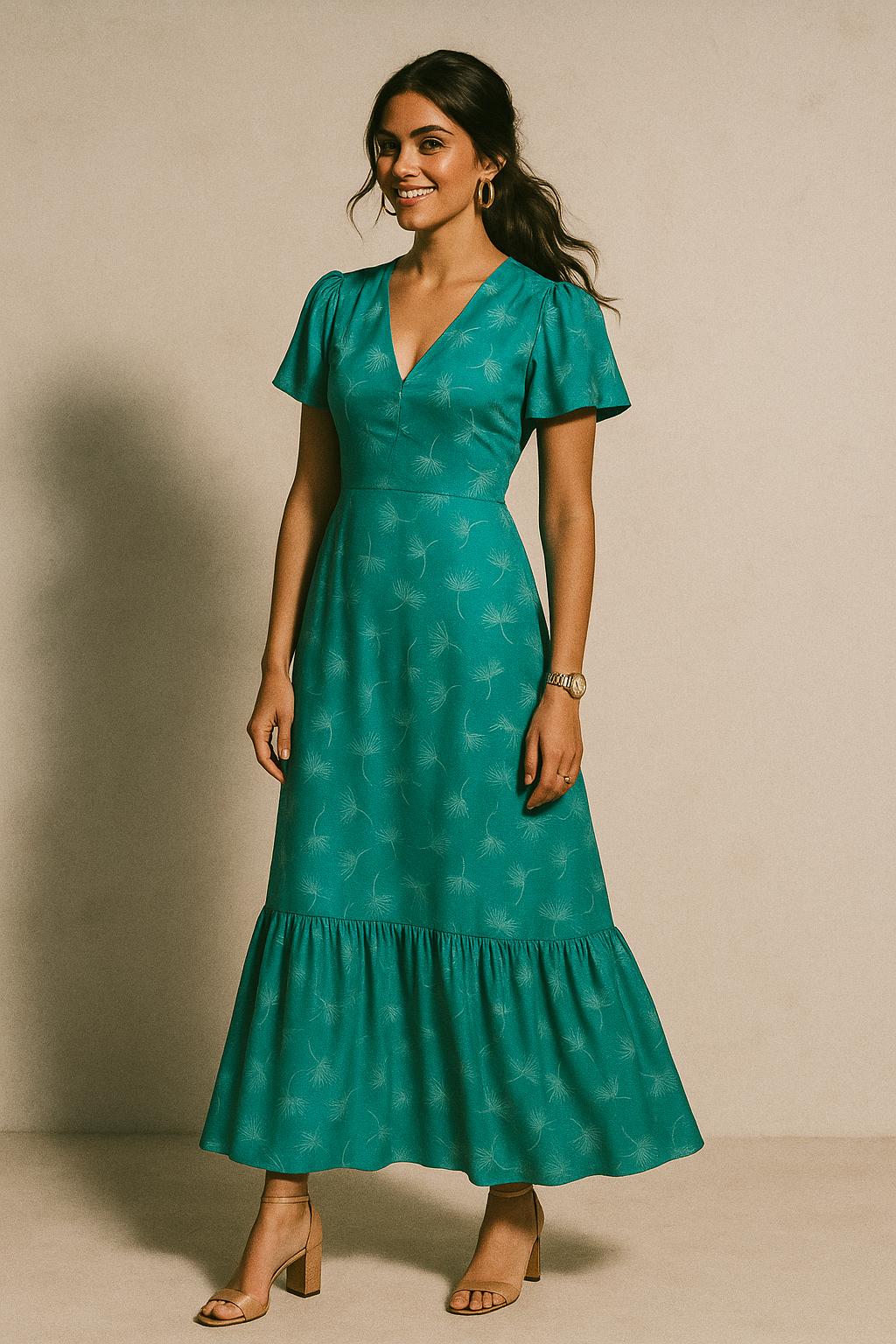 White Floating Flower Digital Printed Fabric - Crepe