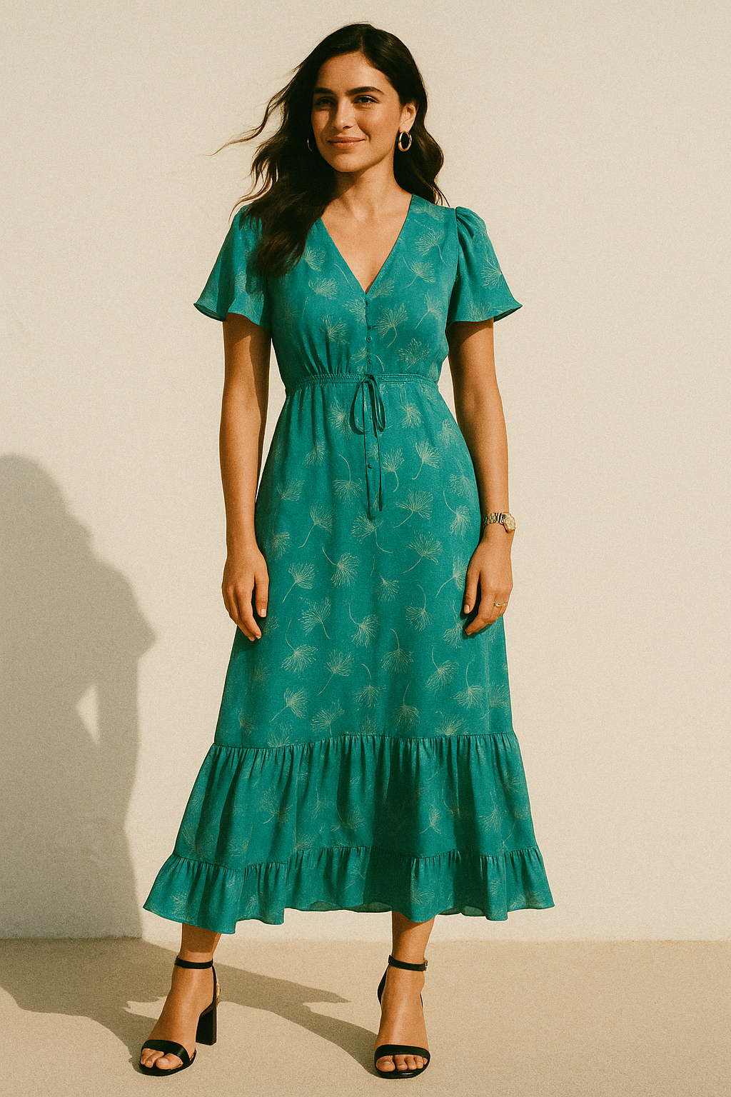 White Floating Flower Digital Printed Fabric - Crepe