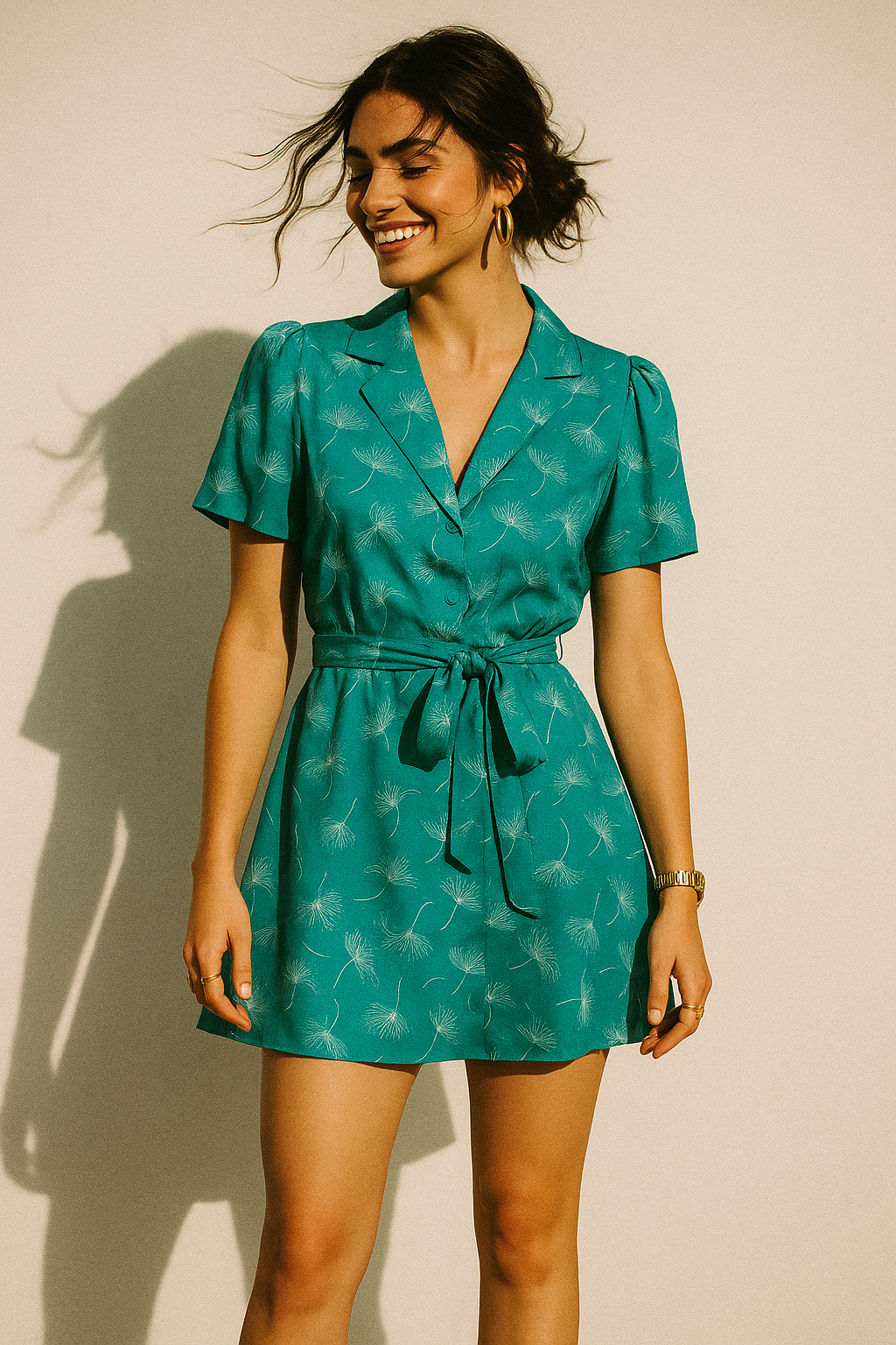 White Floating Flower Digital Printed Fabric - Crepe