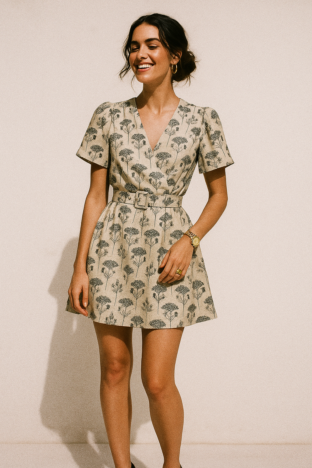 Winter Icy Flower Digital Printed Fabric  - Crepe