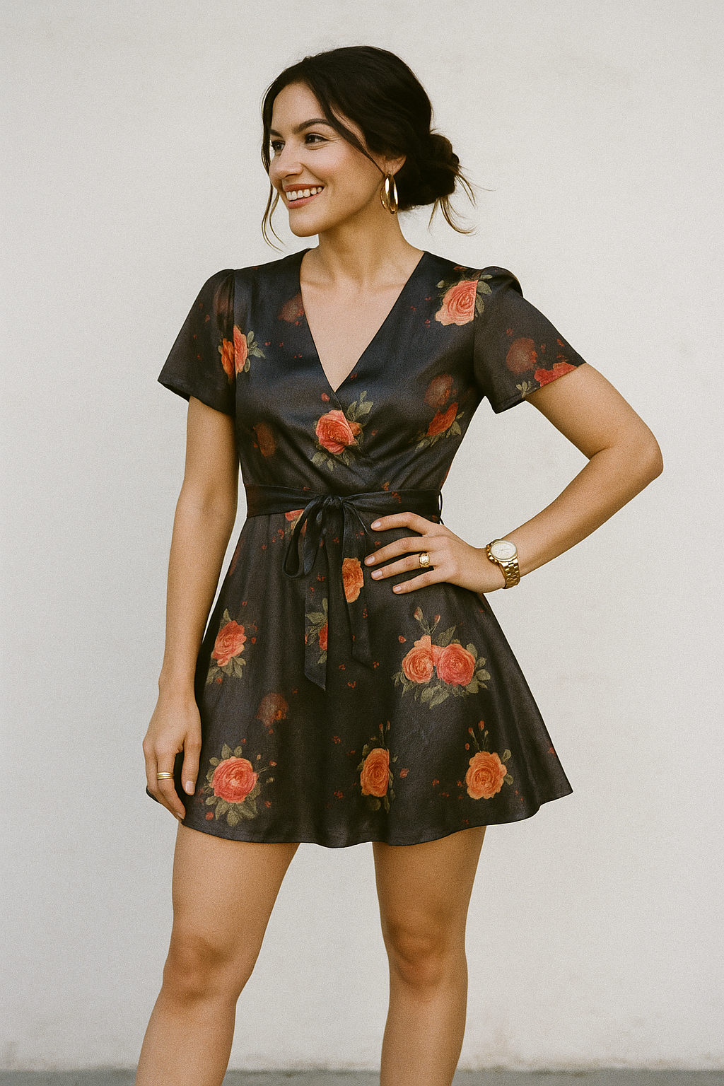 Most Trending Oranges With Red Rose Digital Printed Fabric - Kora Silk