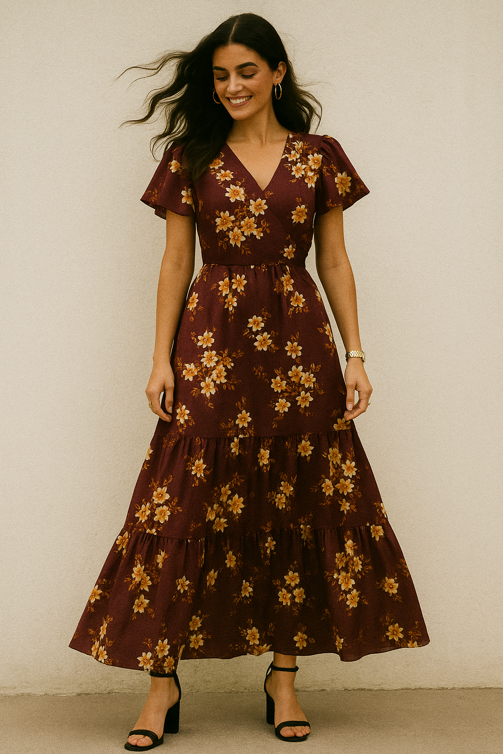 Attractive Yellow Lily Floral Flower Digital Printed Fabric - Kora Silk