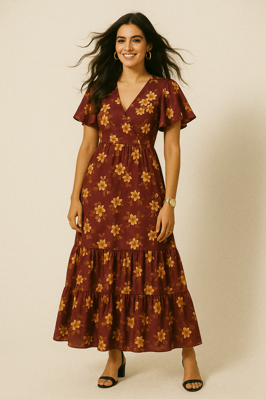 Attractive Yellow Lily Floral Flower Digital Printed Fabric - Kora Silk