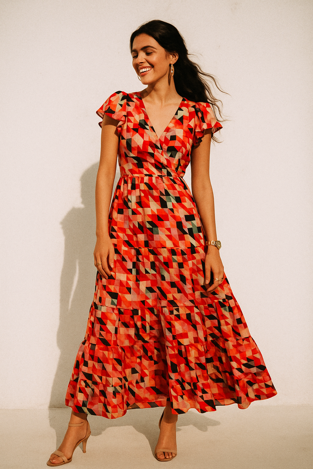 Attractive Multicolor Abstract Pattern Digital Printed Fabric - Kora Silk