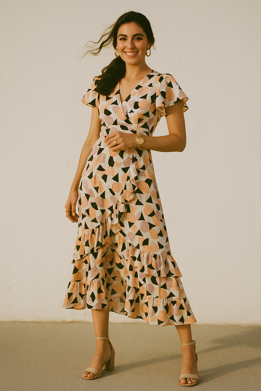 Colourful Geometric Shape Digital Printed Fabric - Kora Silk