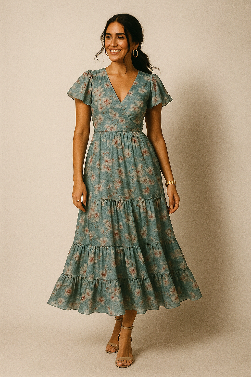 Periwinkle Floral Spring Flower Digital Printed Fabric - Kora Silk