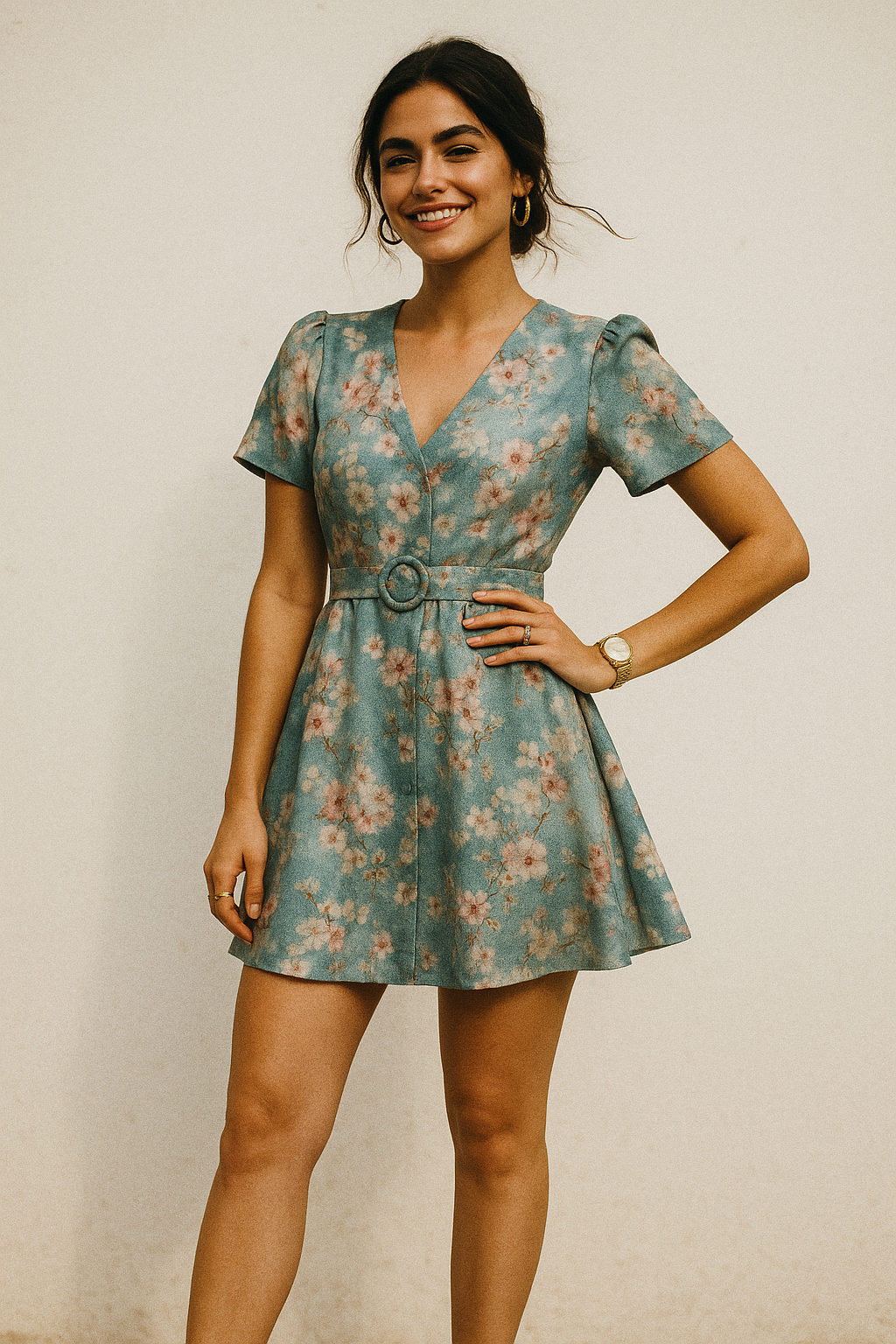 Periwinkle Floral Spring Flower Digital Printed Fabric - Kora Silk