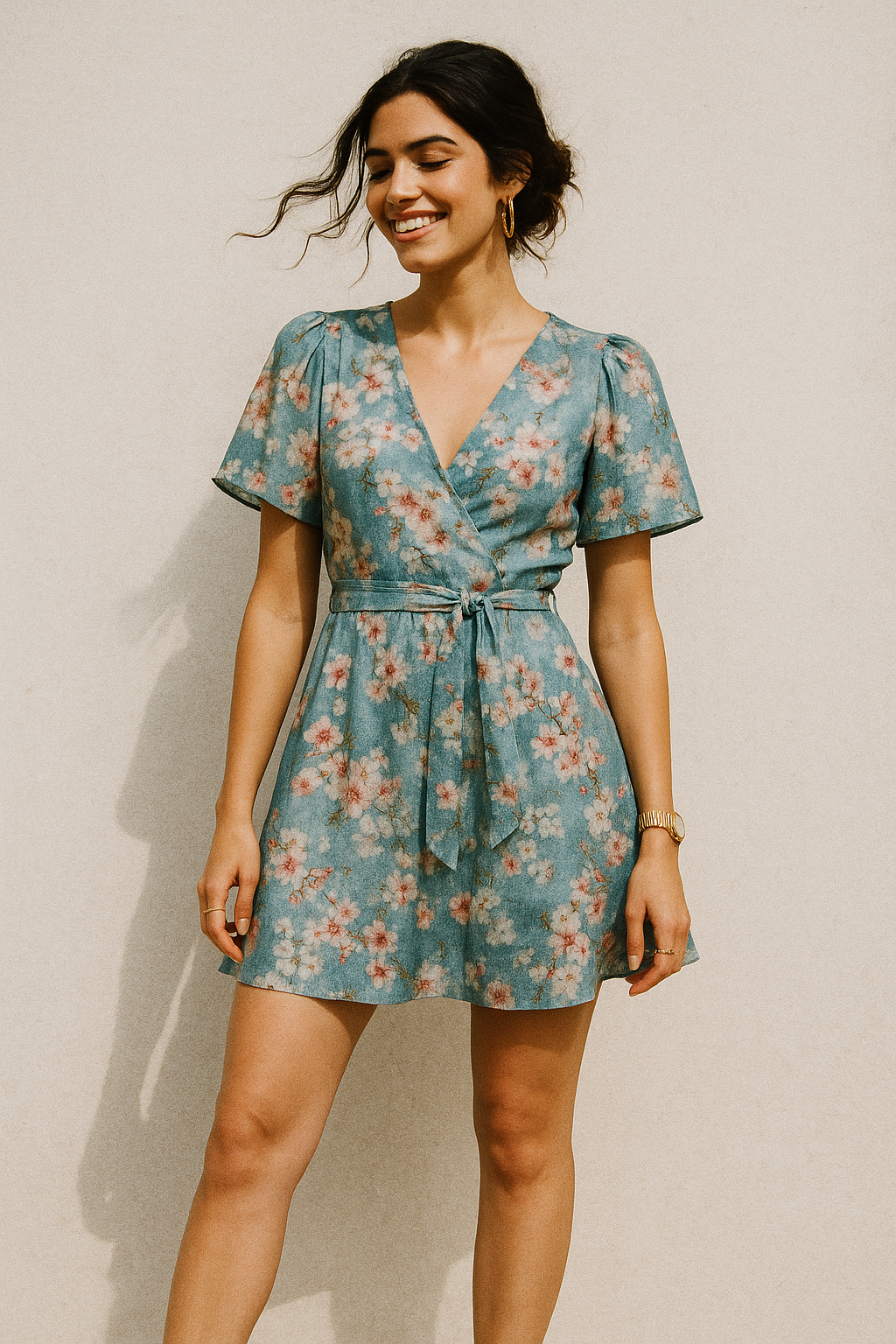 Periwinkle Floral Spring Flower Digital Printed Fabric - Kora Silk