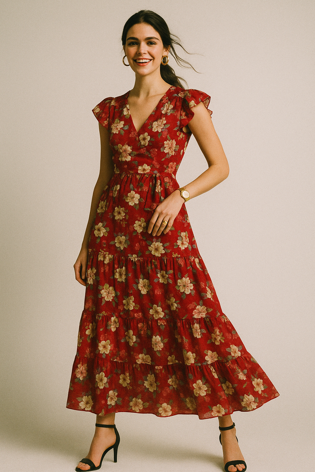 Big Narcissus Multi Colour Flower Digital Printed Fabric - Kora Silk