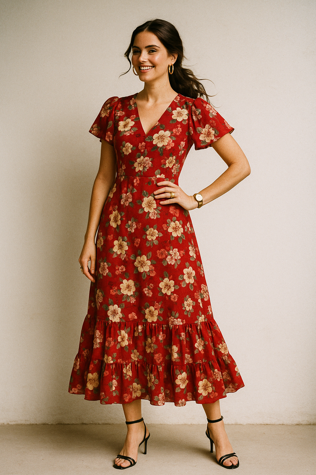 Big Narcissus Multi Colour Flower Digital Printed Fabric - Kora Silk