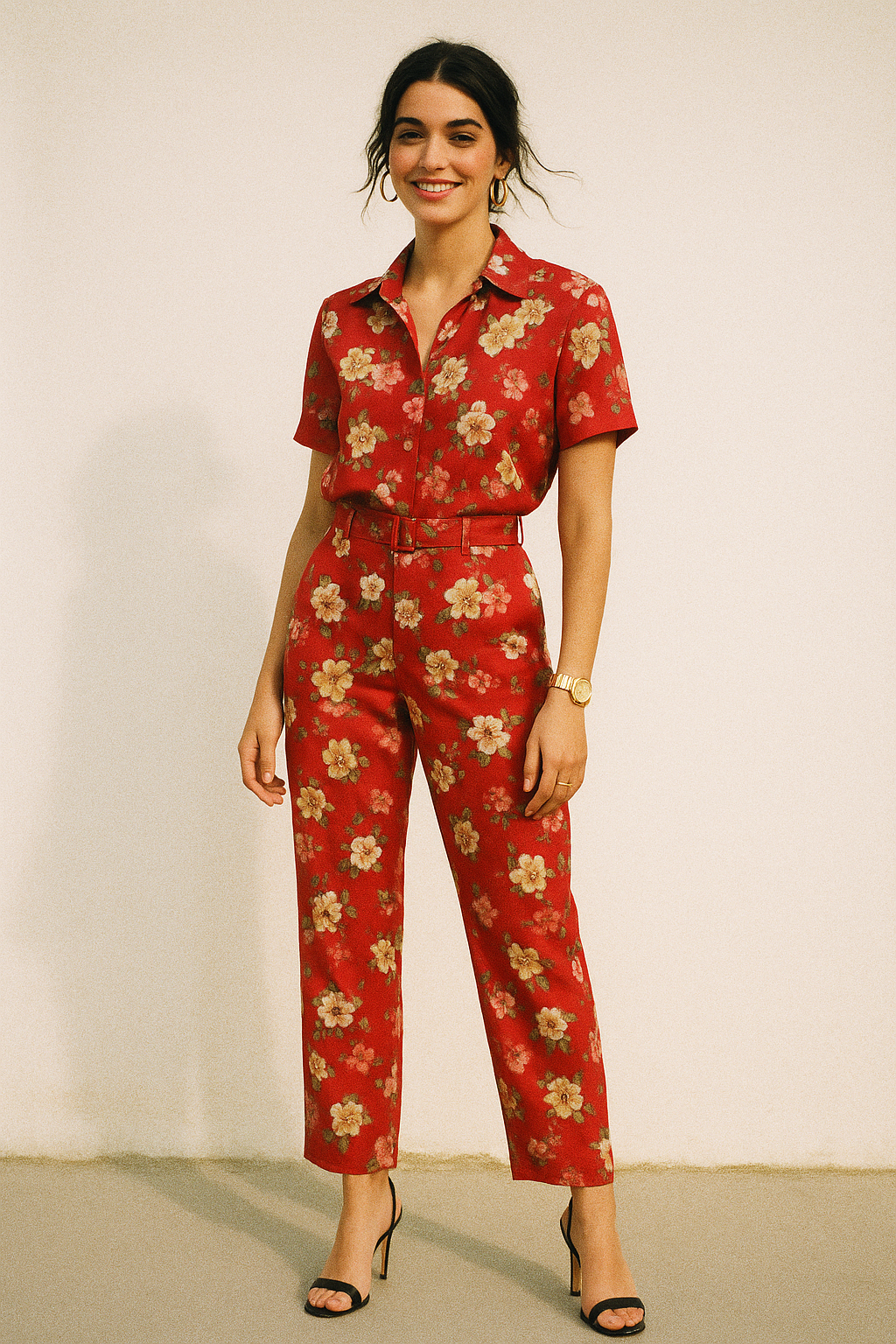 Big Narcissus Multi Colour Flower Digital Printed Fabric - Kora Silk