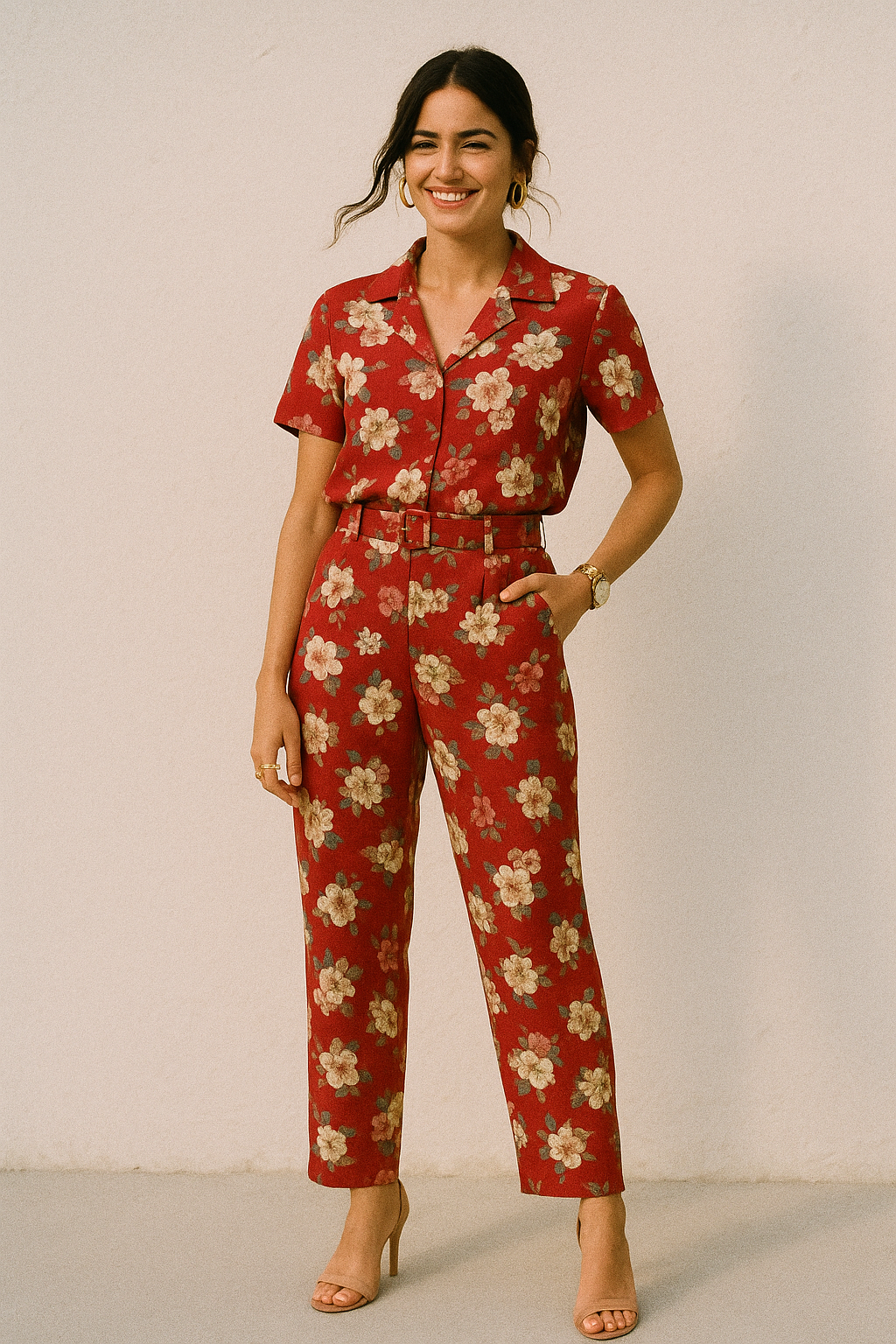 Big Narcissus Multi Colour Flower Digital Printed Fabric - Kora Silk