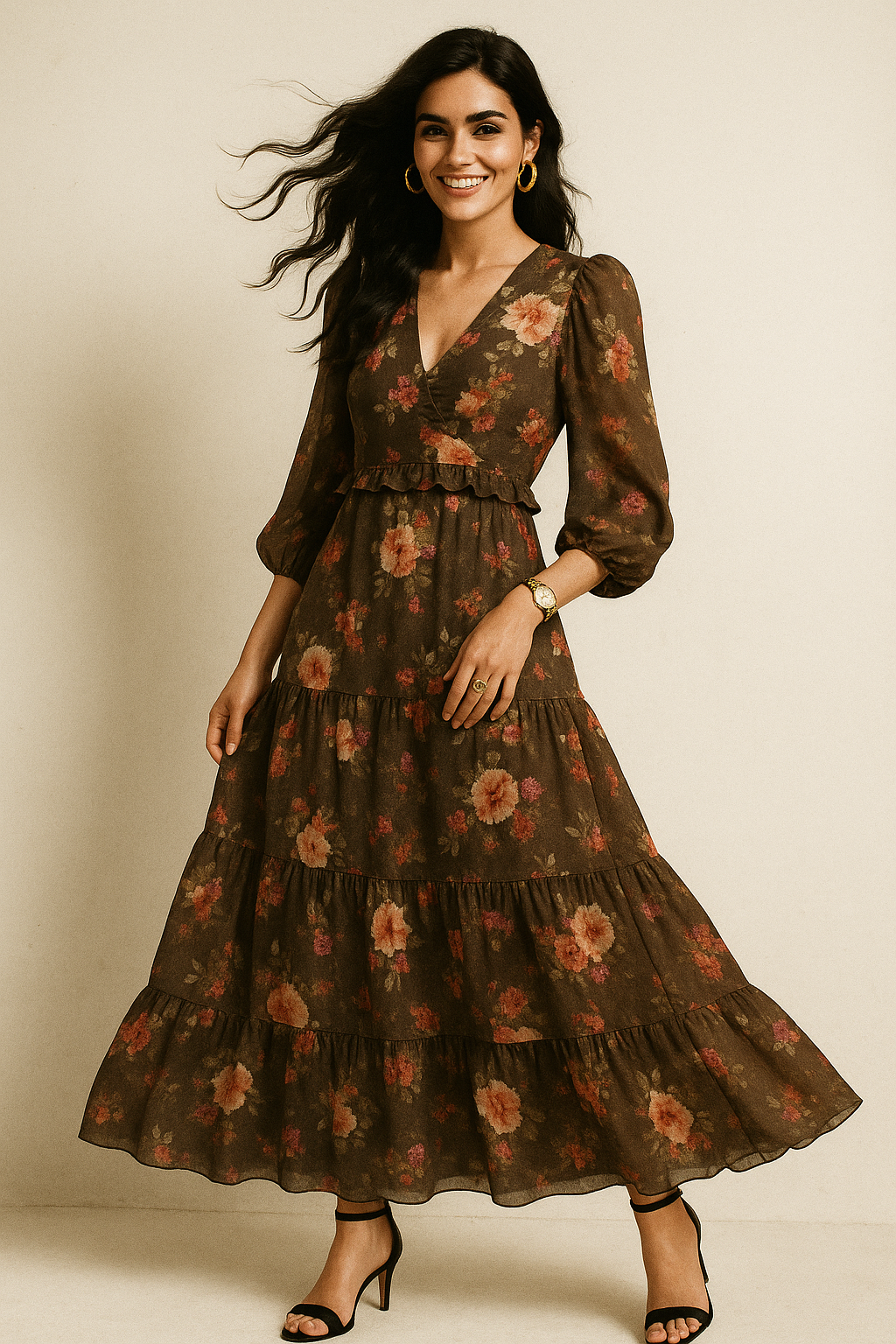 Morden Peony Watercolour Art Digital Printed Fabric - Kora Silk