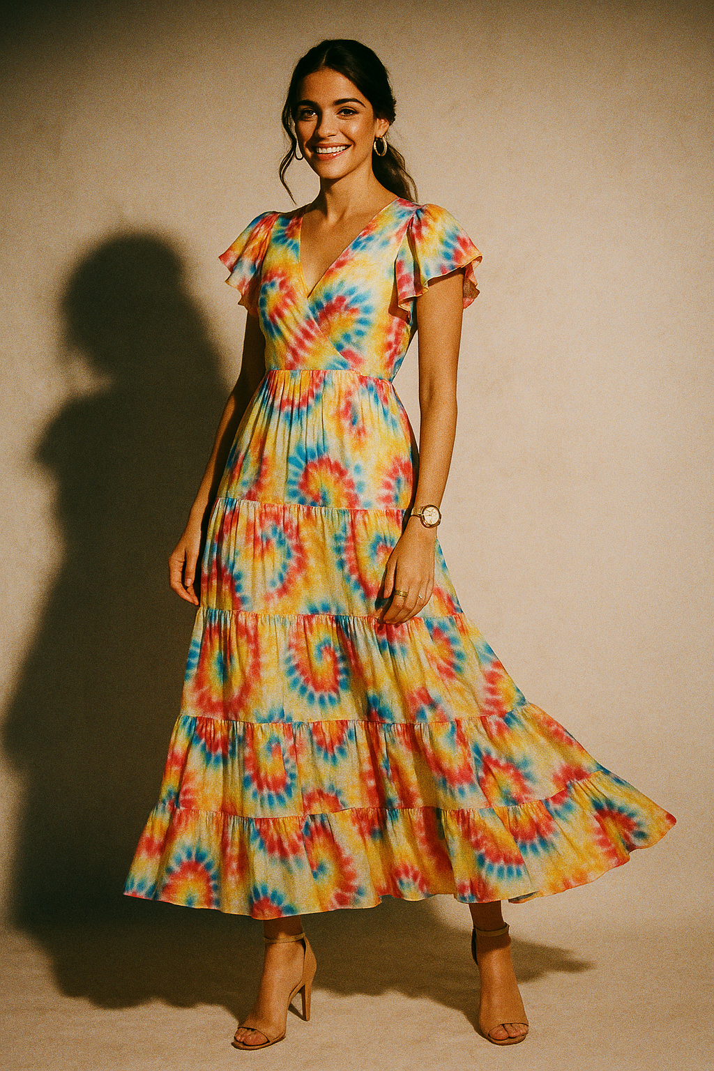 Rainbow Rounded Gradient Digital Printed Fabric - Kora Silk