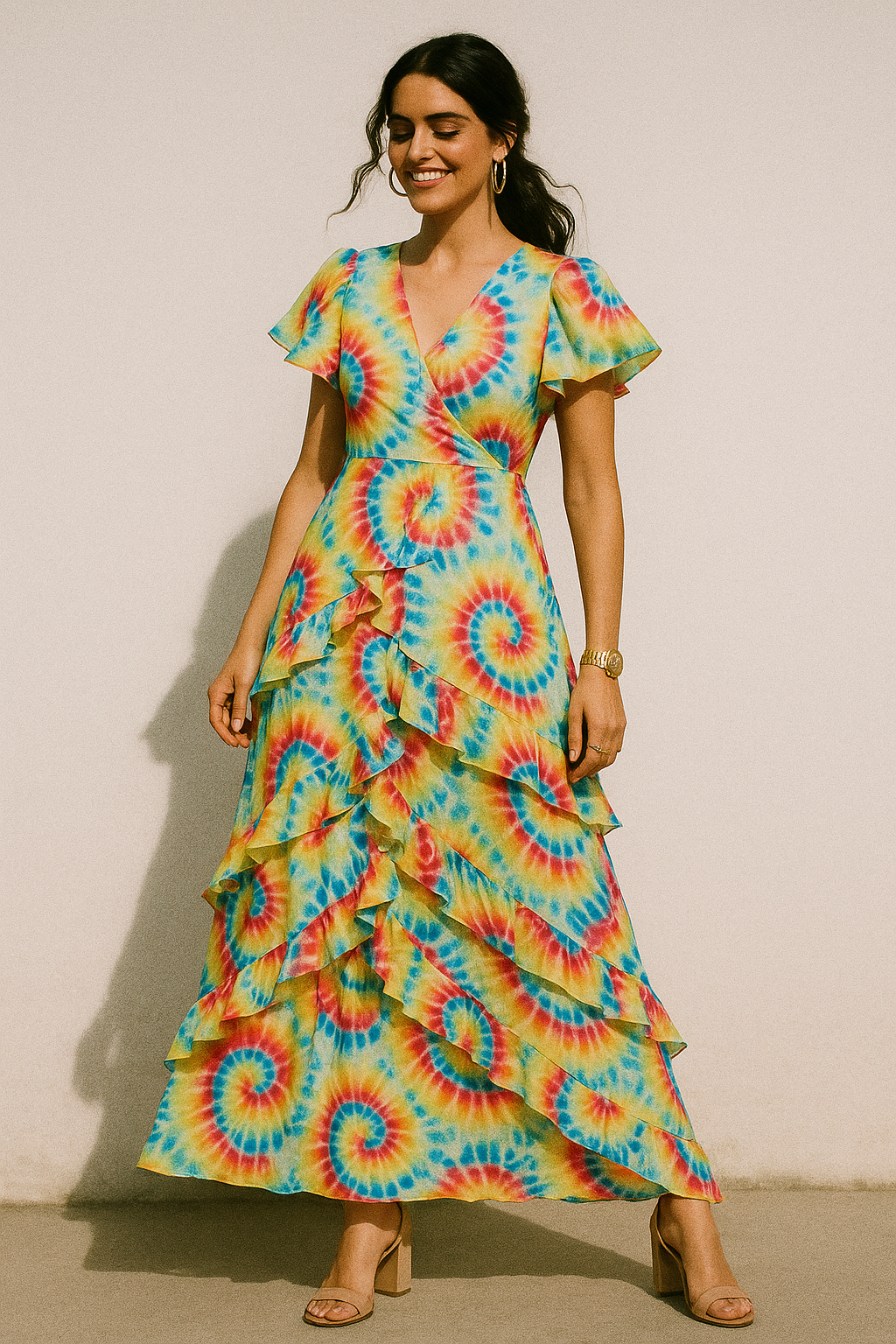 Rainbow Rounded Gradient Digital Printed Fabric - Kora Silk