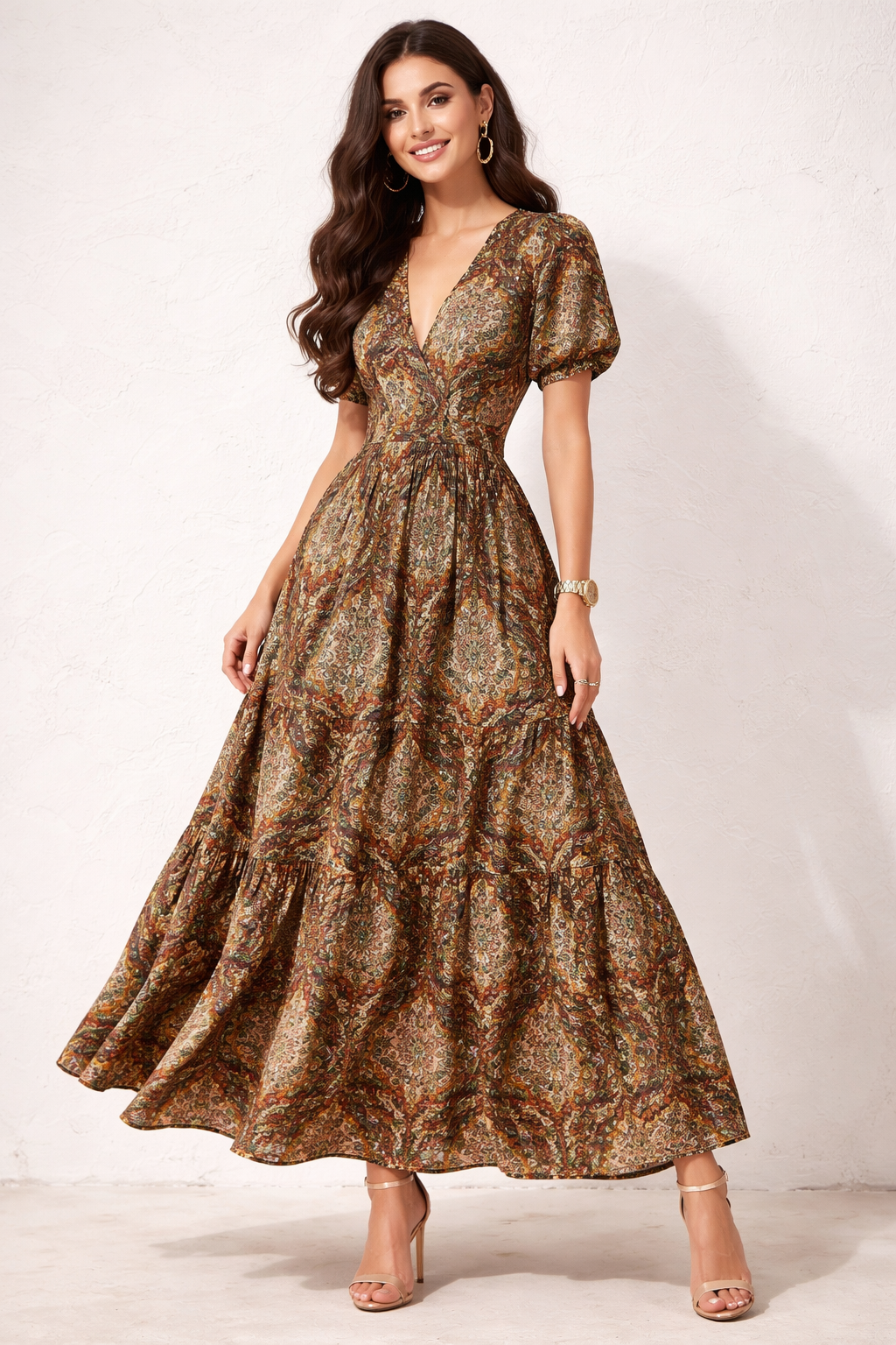 Vintage Damask & Ogee Patterned Soft Rayon Dress Fabric