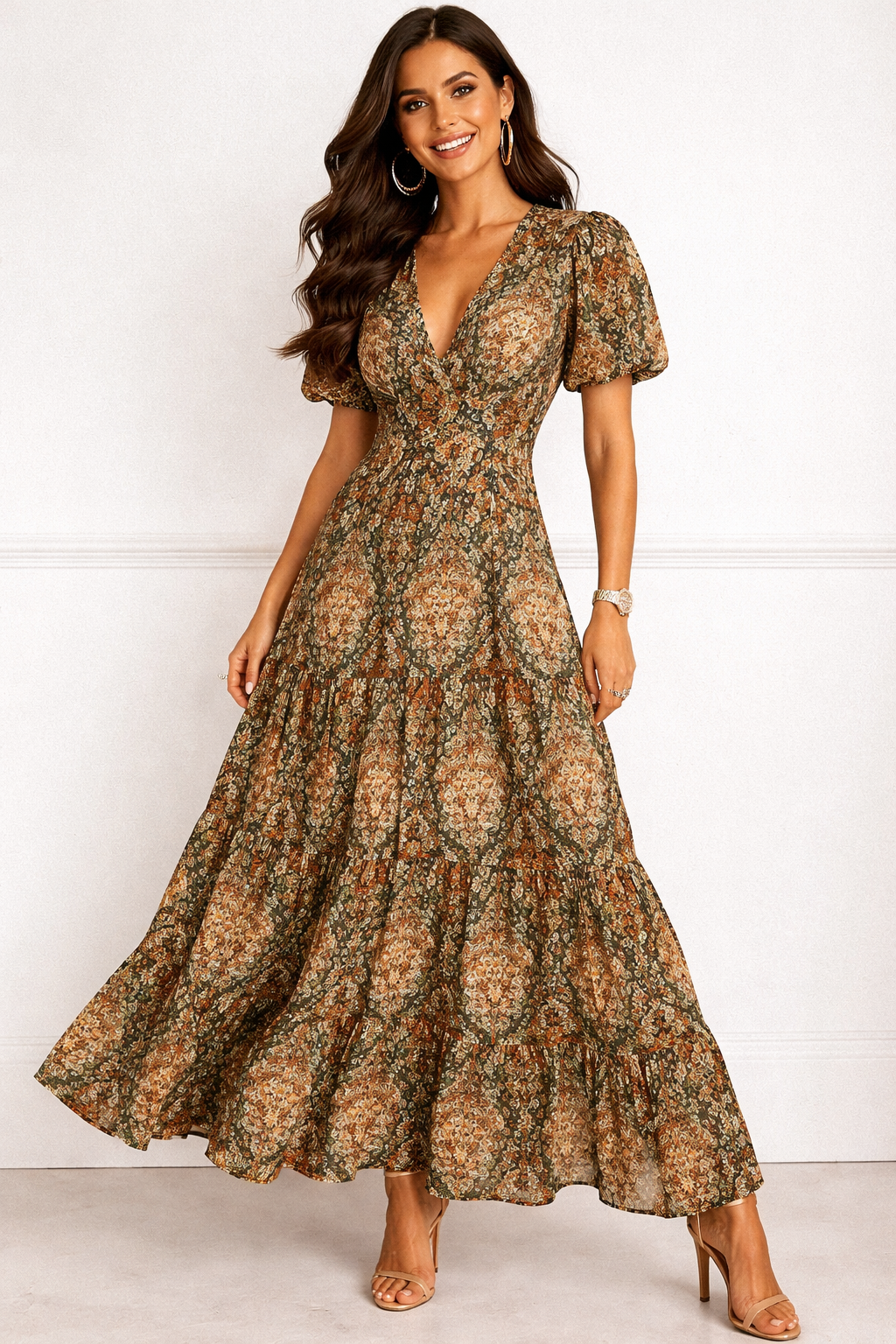 Vintage Damask & Ogee Patterned Soft Rayon Dress Fabric