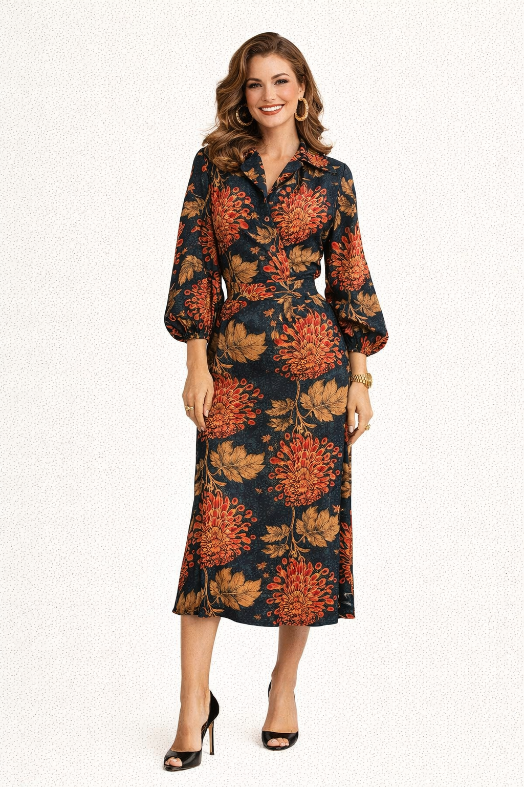 Japanese Chrysanthemum Floral Print Rayon Crepe Fabric