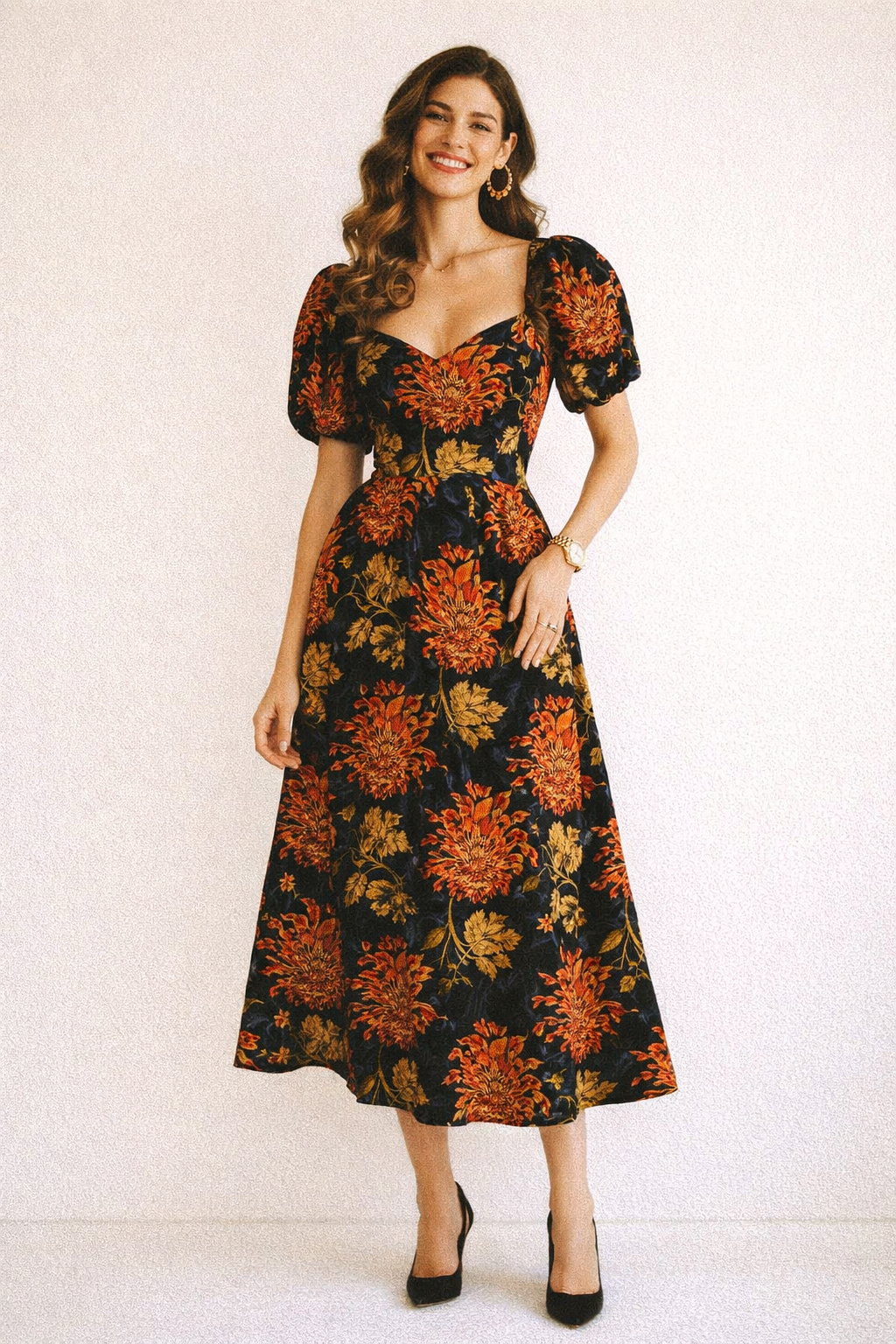 Japanese Chrysanthemum Floral Print Rayon Crepe Fabric