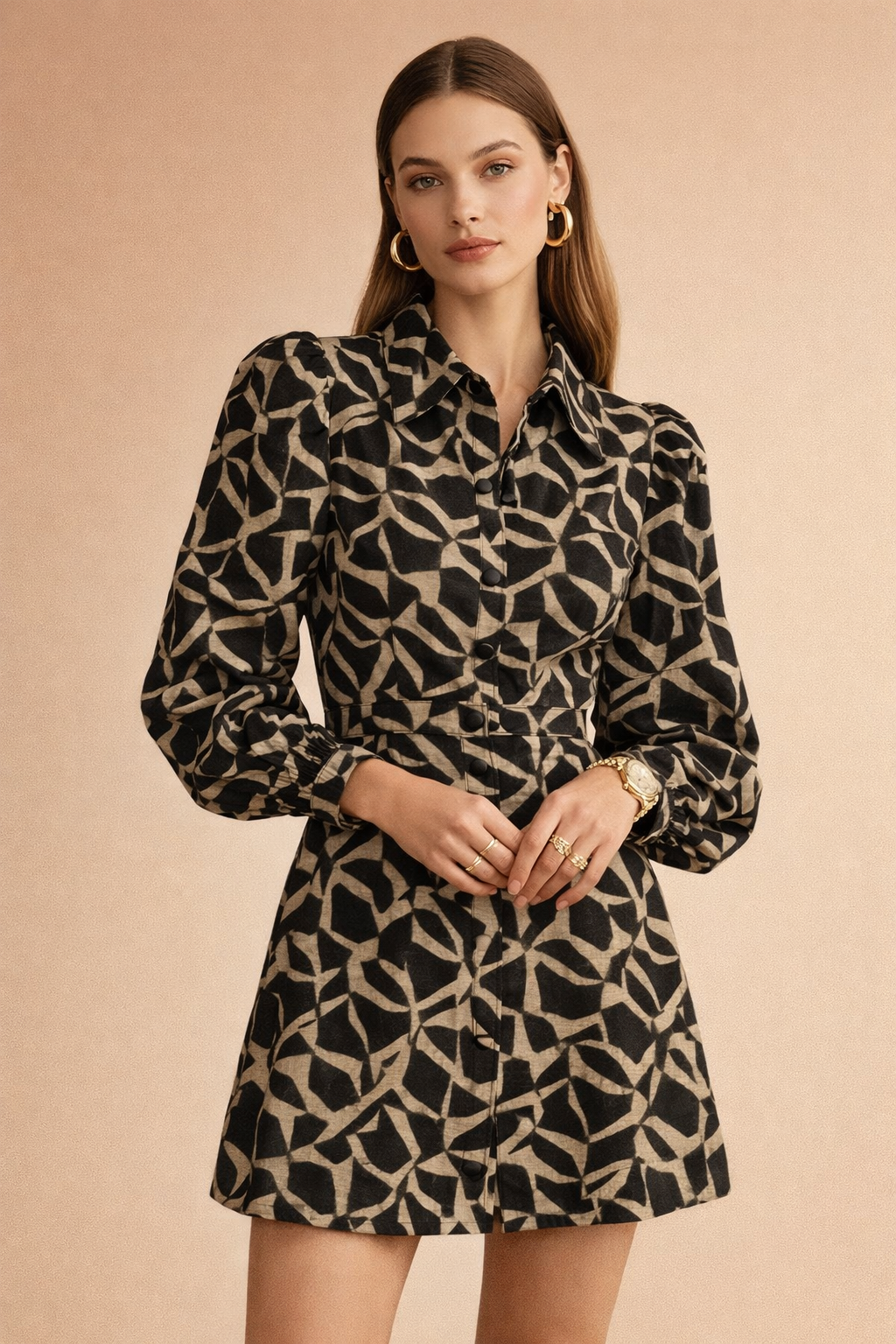 Modern Abstract Geometric Patterned Chanderi Fabric