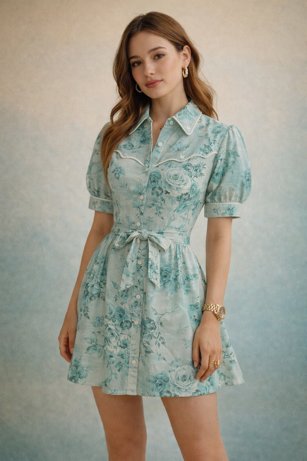 Serene Sea Green Floral Sketch Printed Muslin Fabric