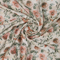 Beige Floral Linen Satin Fabric – 202a2363copy