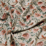 Beige Floral Linen Satin Fabric – 202a2364copy