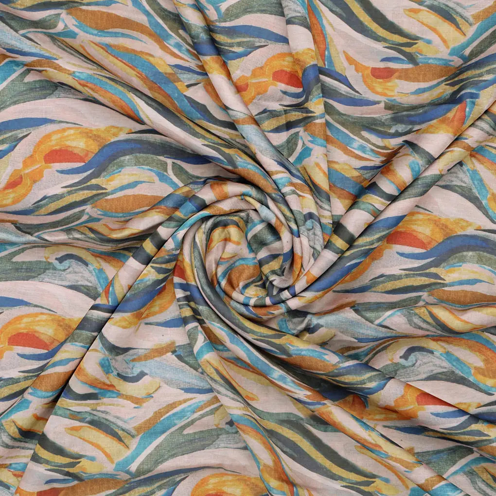Abstract Print Linen Satin Fabric – 202a2373copy