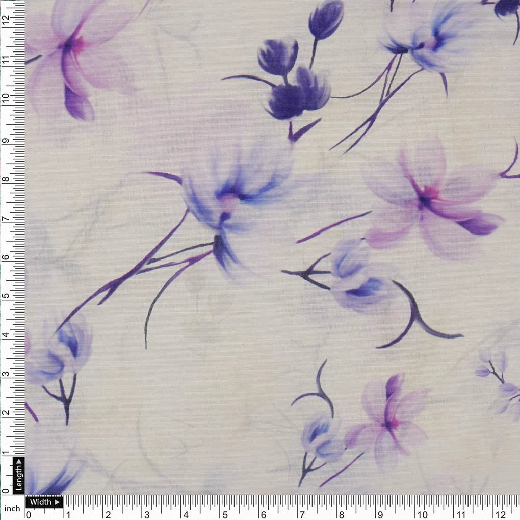 Purple Floral Printed Linen Fabric – 202a2393copy