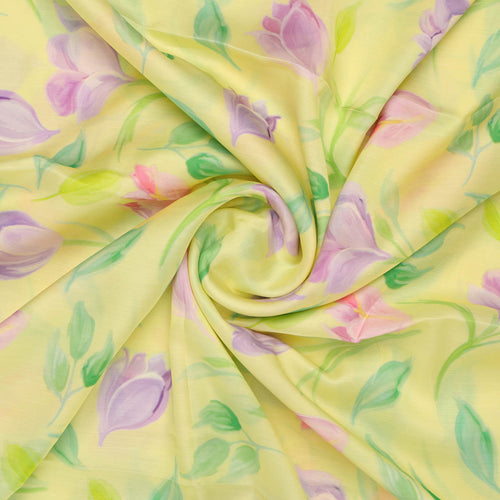 Yellow Floral Linen Satin Fabric – 202a2426copy