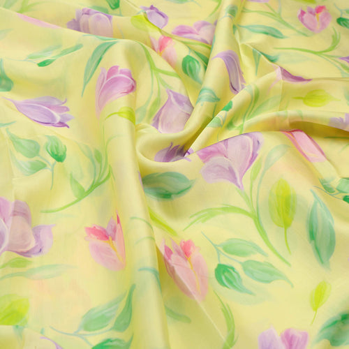 Yellow Floral Linen Satin Fabric – 202a2427copy