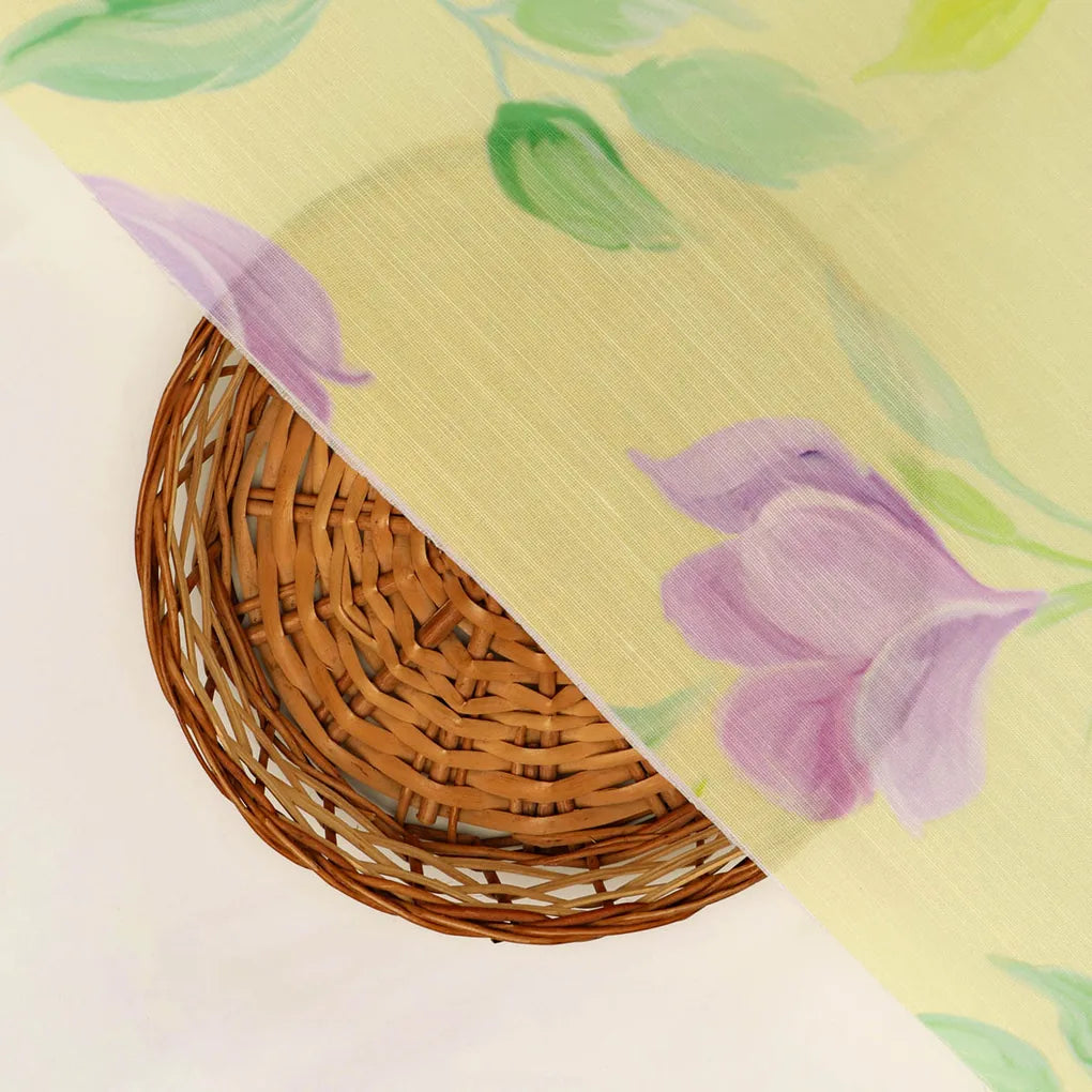 Yellow Floral Linen Satin Fabric – 202a2428copy
