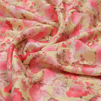 Pink Floral Polyester Linen Satin Fabric for Dresses & Decor – 202a2467copy