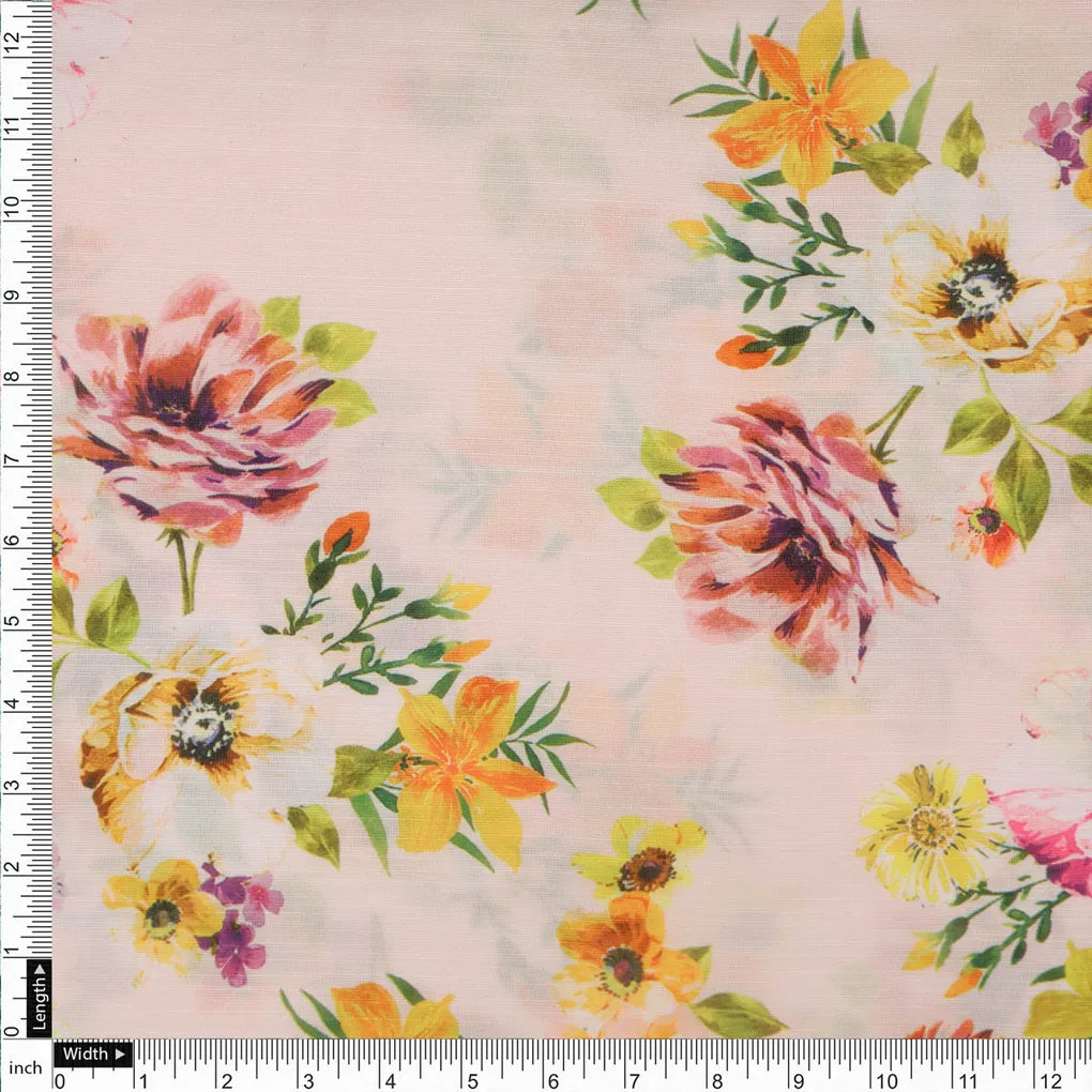 Peach Floral Linen Fabric – 202a2470copy