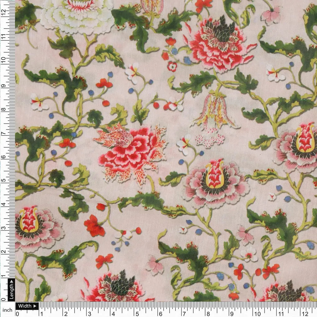 Pink Floral Linen Satin Fabric – 202a2495copy