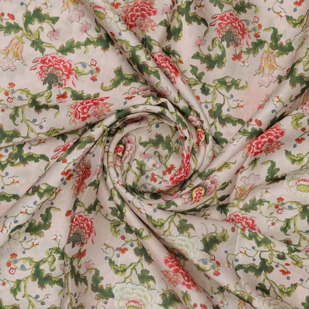 Pink Floral Linen Satin Fabric – 202a2496copy