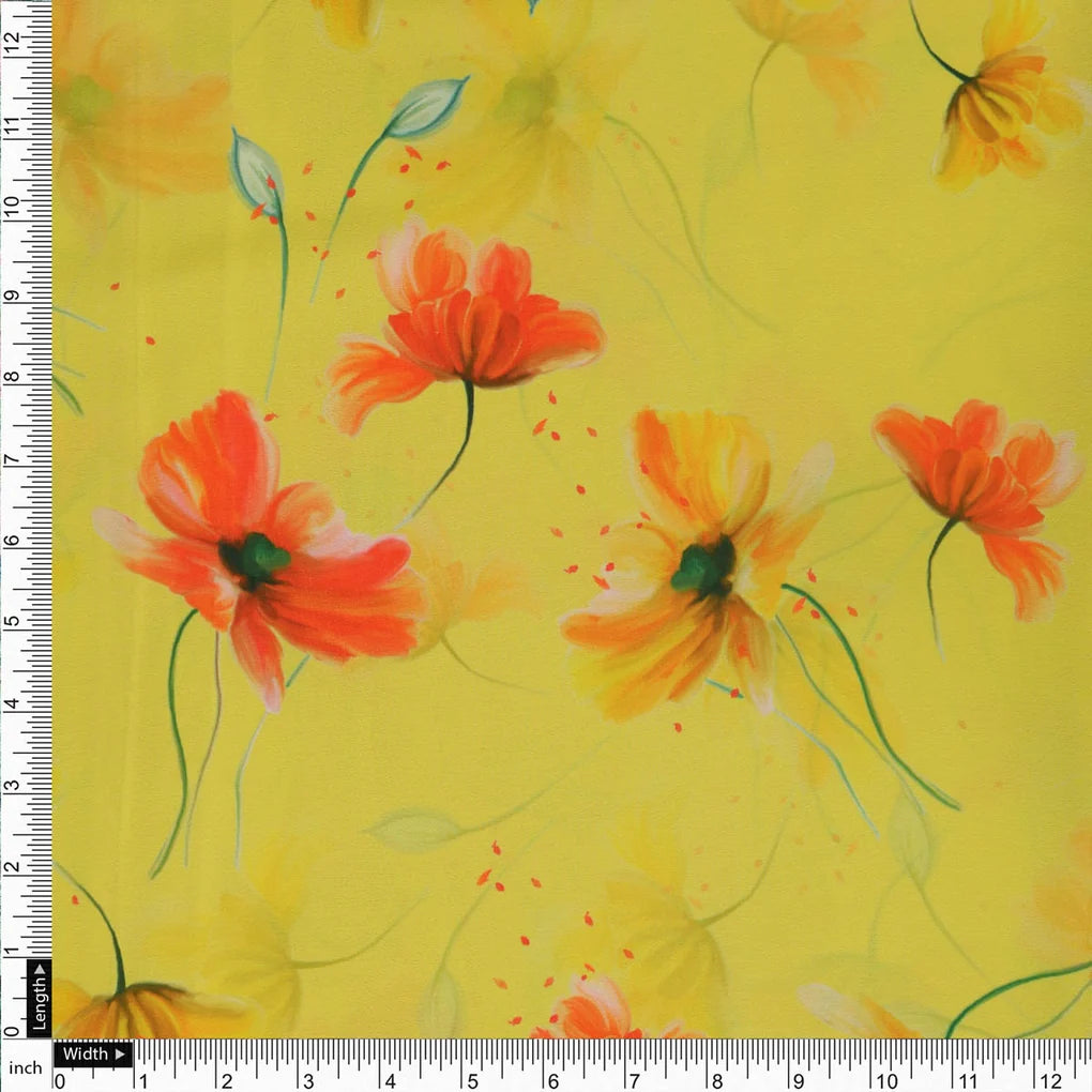 Yellow Floral Printed Crepe Fabric – 202a2510copy