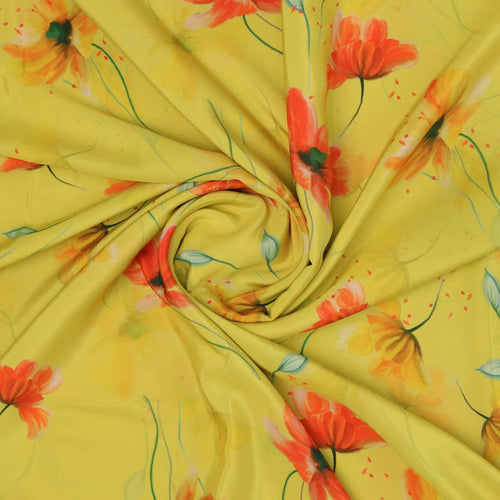 Yellow Floral Printed Crepe Fabric – 202a2511copy